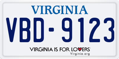 VA license plate VBD9123