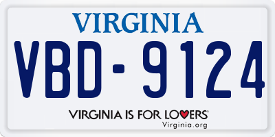 VA license plate VBD9124