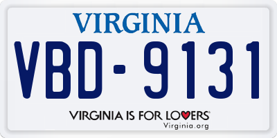 VA license plate VBD9131
