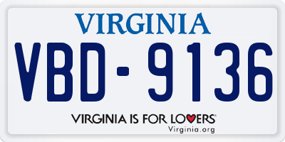 VA license plate VBD9136