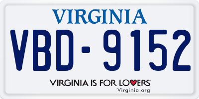 VA license plate VBD9152