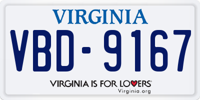 VA license plate VBD9167