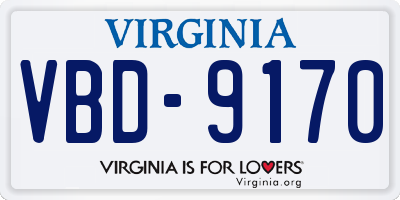 VA license plate VBD9170