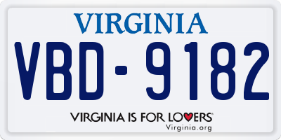 VA license plate VBD9182
