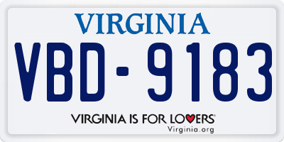 VA license plate VBD9183