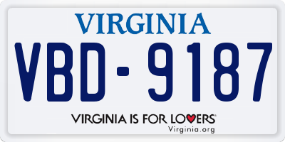 VA license plate VBD9187