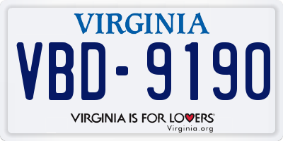 VA license plate VBD9190