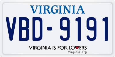 VA license plate VBD9191