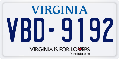 VA license plate VBD9192