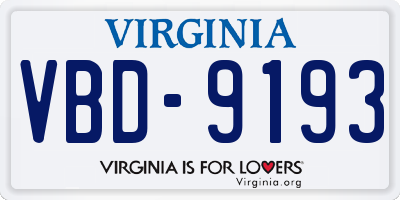 VA license plate VBD9193