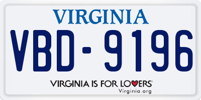 VA license plate VBD9196