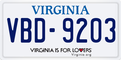 VA license plate VBD9203