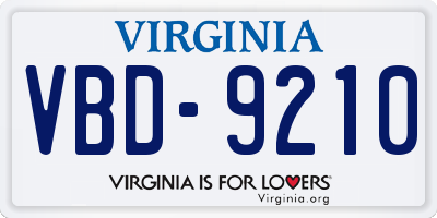 VA license plate VBD9210
