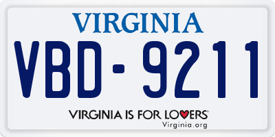 VA license plate VBD9211