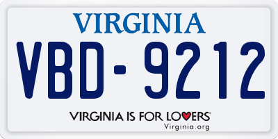 VA license plate VBD9212