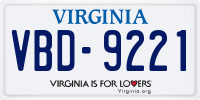 VA license plate VBD9221
