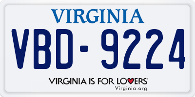 VA license plate VBD9224
