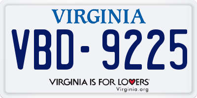 VA license plate VBD9225