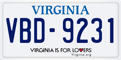 VA license plate VBD9231