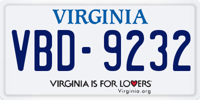 VA license plate VBD9232