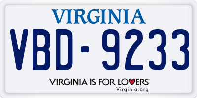 VA license plate VBD9233