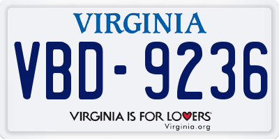 VA license plate VBD9236