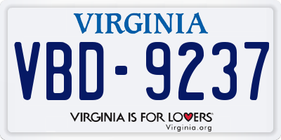 VA license plate VBD9237