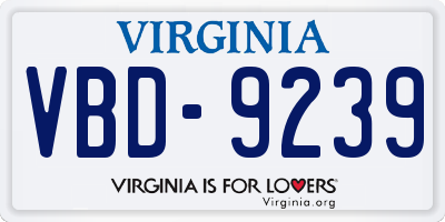 VA license plate VBD9239