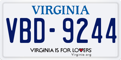 VA license plate VBD9244