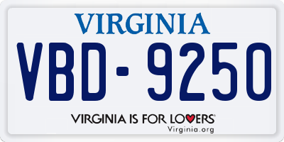 VA license plate VBD9250