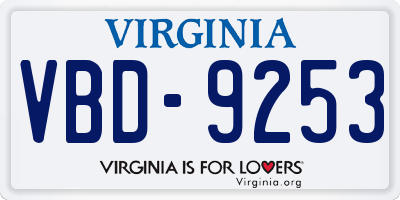 VA license plate VBD9253