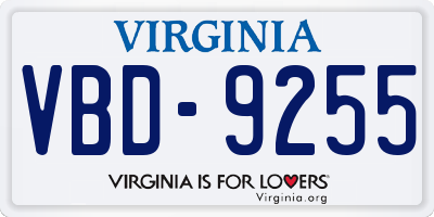 VA license plate VBD9255