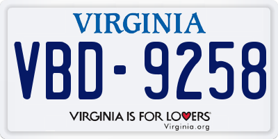 VA license plate VBD9258