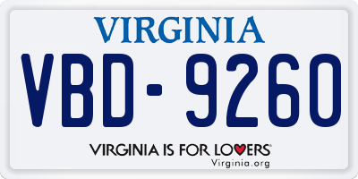 VA license plate VBD9260