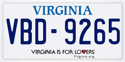 VA license plate VBD9265