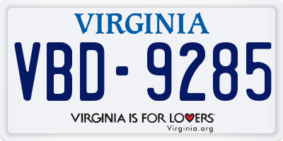 VA license plate VBD9285