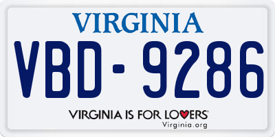 VA license plate VBD9286