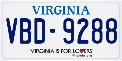 VA license plate VBD9288