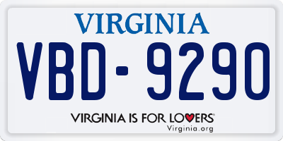 VA license plate VBD9290