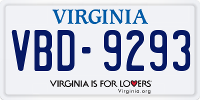 VA license plate VBD9293