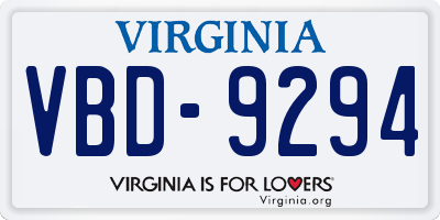VA license plate VBD9294