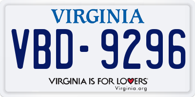 VA license plate VBD9296