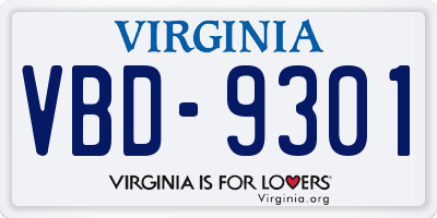 VA license plate VBD9301