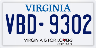 VA license plate VBD9302
