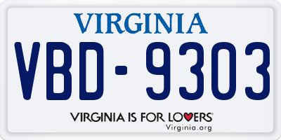 VA license plate VBD9303