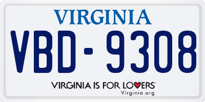 VA license plate VBD9308