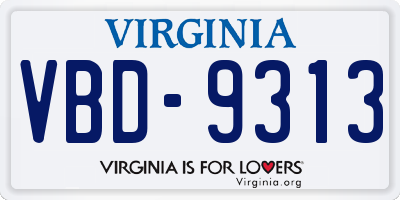 VA license plate VBD9313