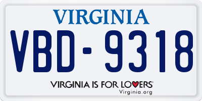 VA license plate VBD9318