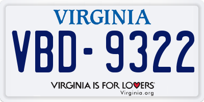 VA license plate VBD9322
