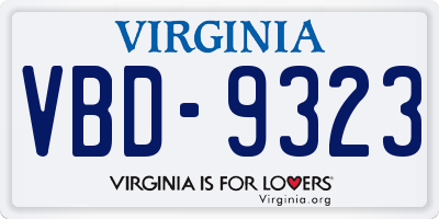 VA license plate VBD9323